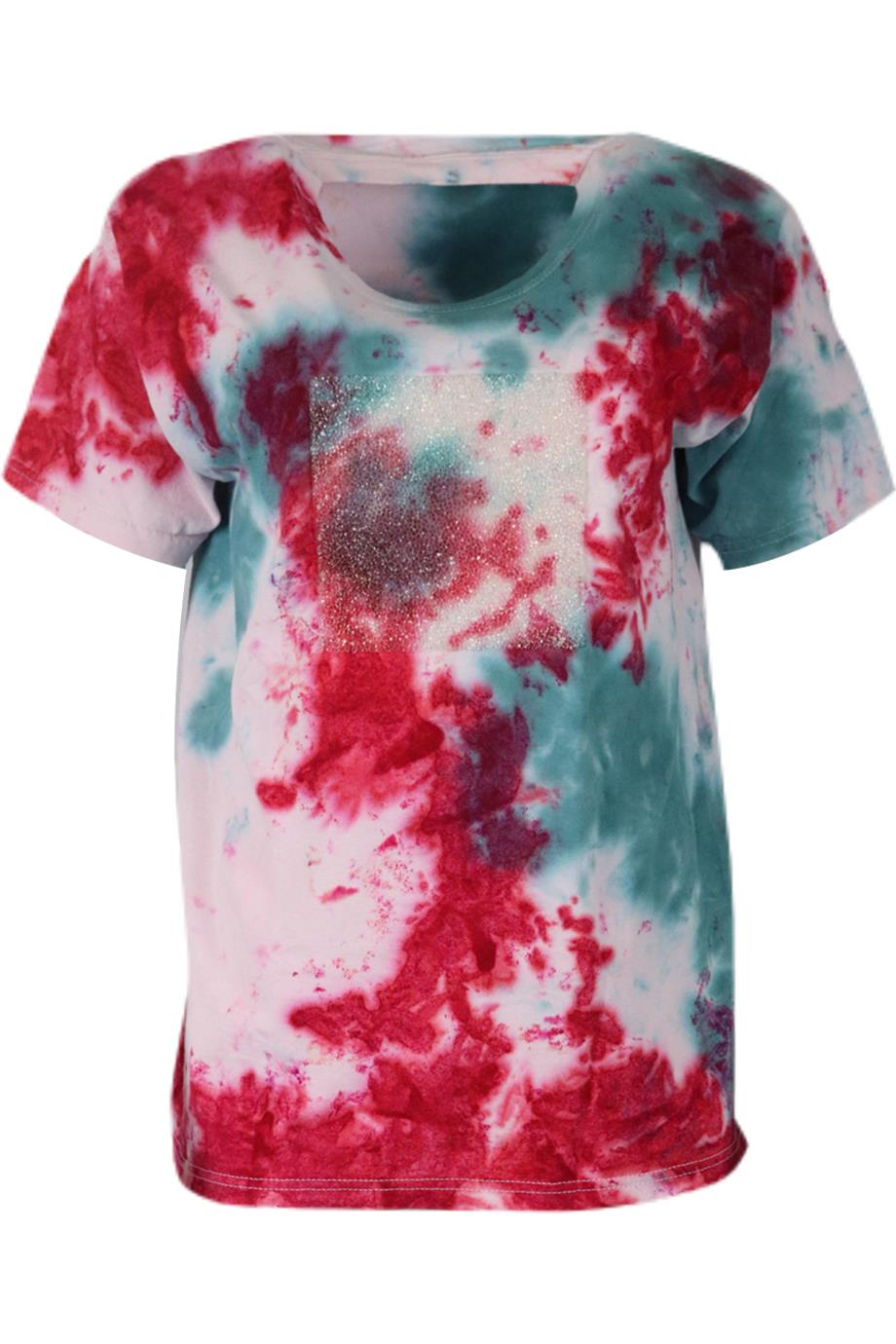 GERMANIER EMBELLISHED TIE DYED COTTON JERSEY T-SHIRT MEDIUM