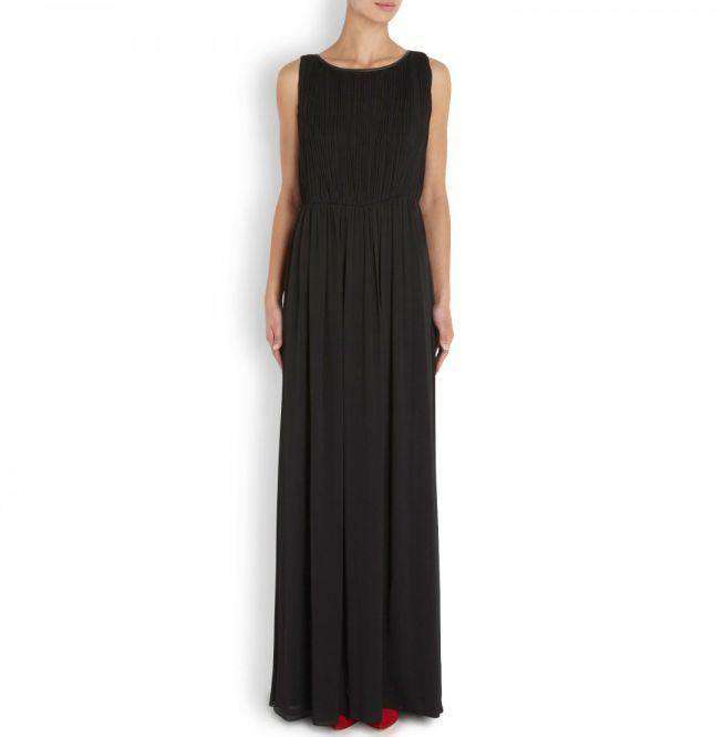 ALICE + OLIVIA JAYDEN PLEATED CHIFFON BLACK MAXI DRESS SMALL