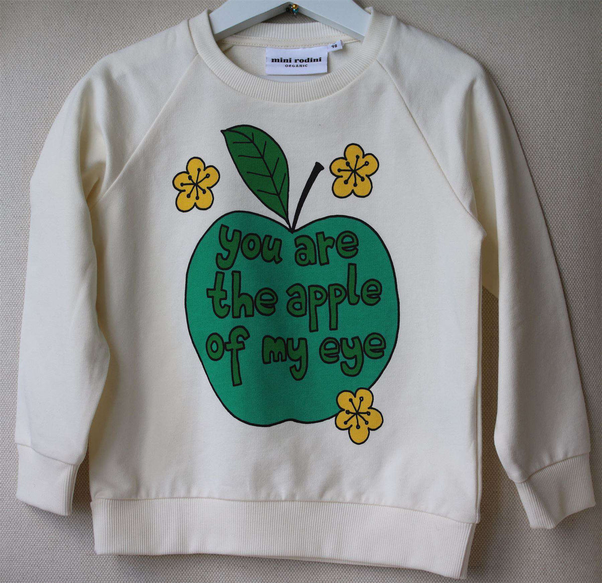 MINI RODINI IVORY COTTON APPLE SWEATER 2-3 YEARS