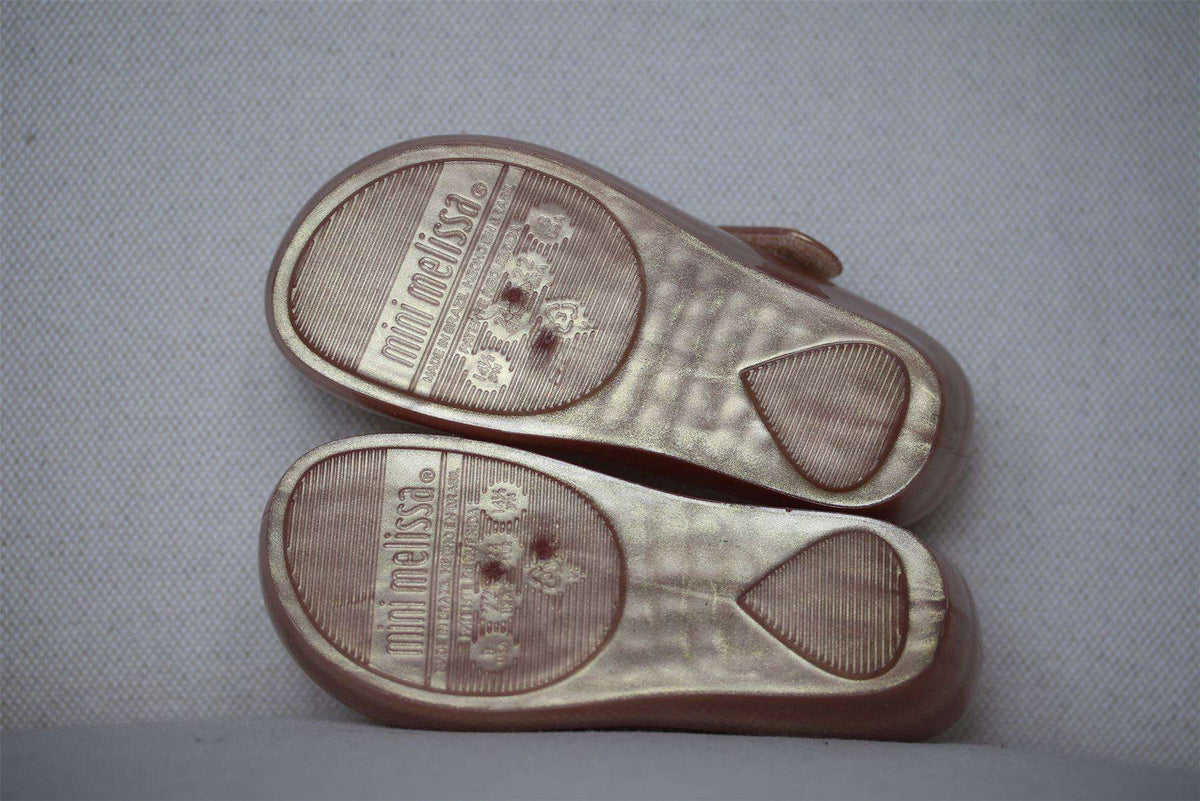 MINI MELISSA GIRLS BEAUTY & THE BEAST ROSE GOLD JELLY SHOES EU 24 UK 7