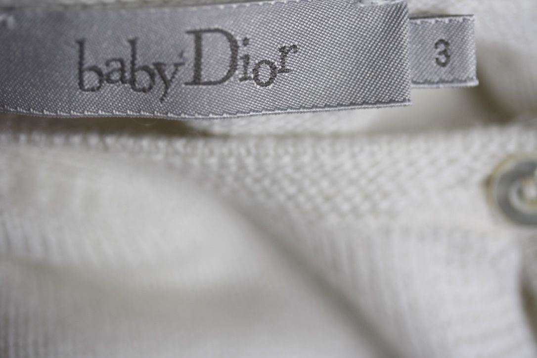 BABY DIOR IVORY WHITE KNIT CARDIGAN 3 MONTHS