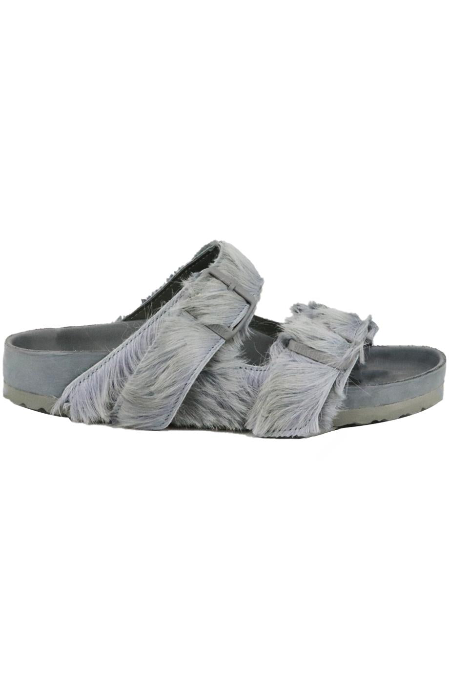 RICK OWENS + BIRKENSTOCK ARIZONA FUR AND LEATHER SLIDES EU 38 UK 5 US 8