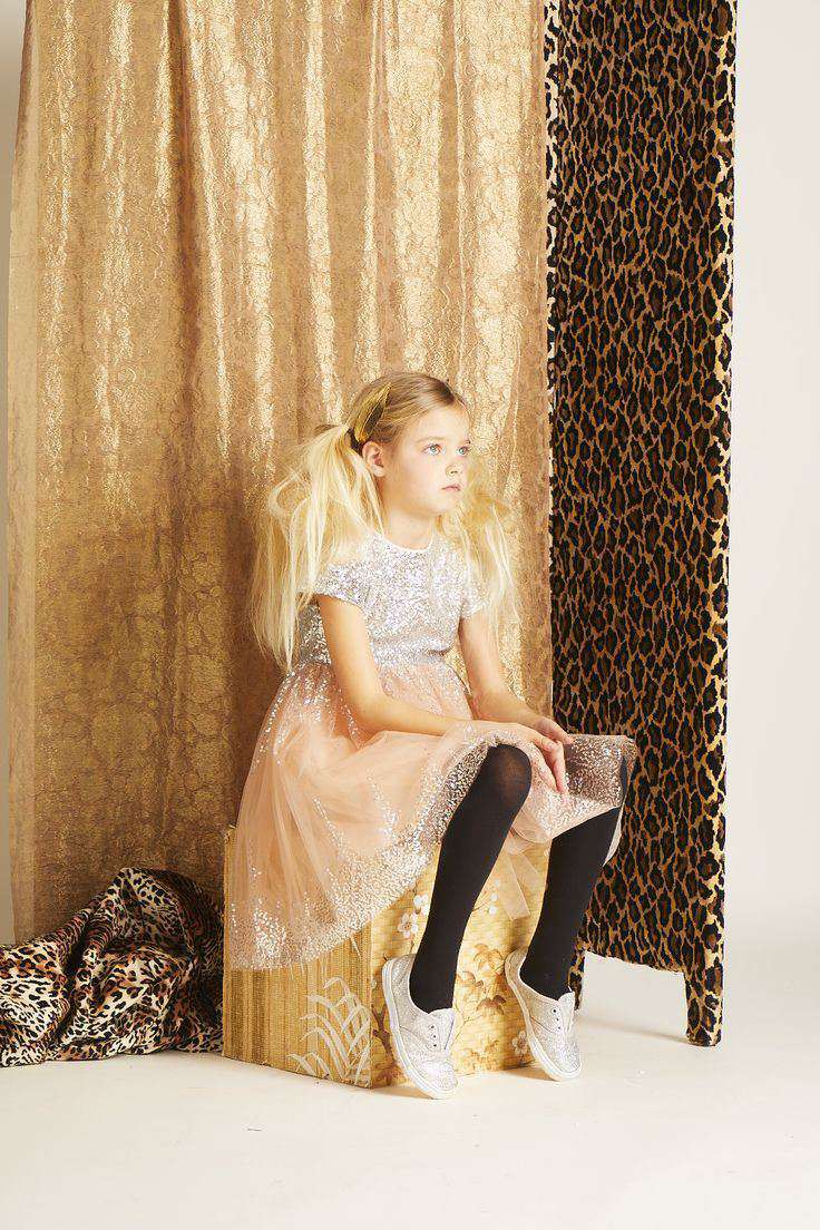 WILD & GORGEOUS SILVER SEQUIN DEGAS MOON DRESS 6-7 YEARS