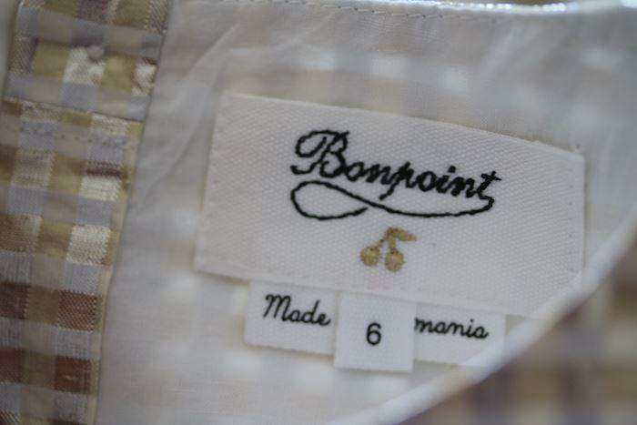 BONPOINT GIRLS GOLD GINGHAM ALINA DRESS 6 YEARS