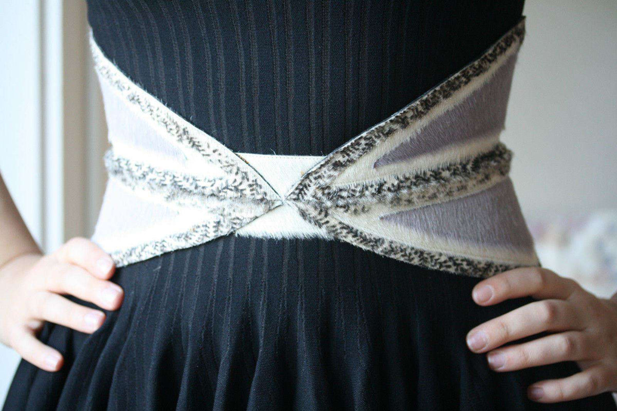 RODARTE LILAC LEATHER AND PONY HAIR BELT SMALL 75CM