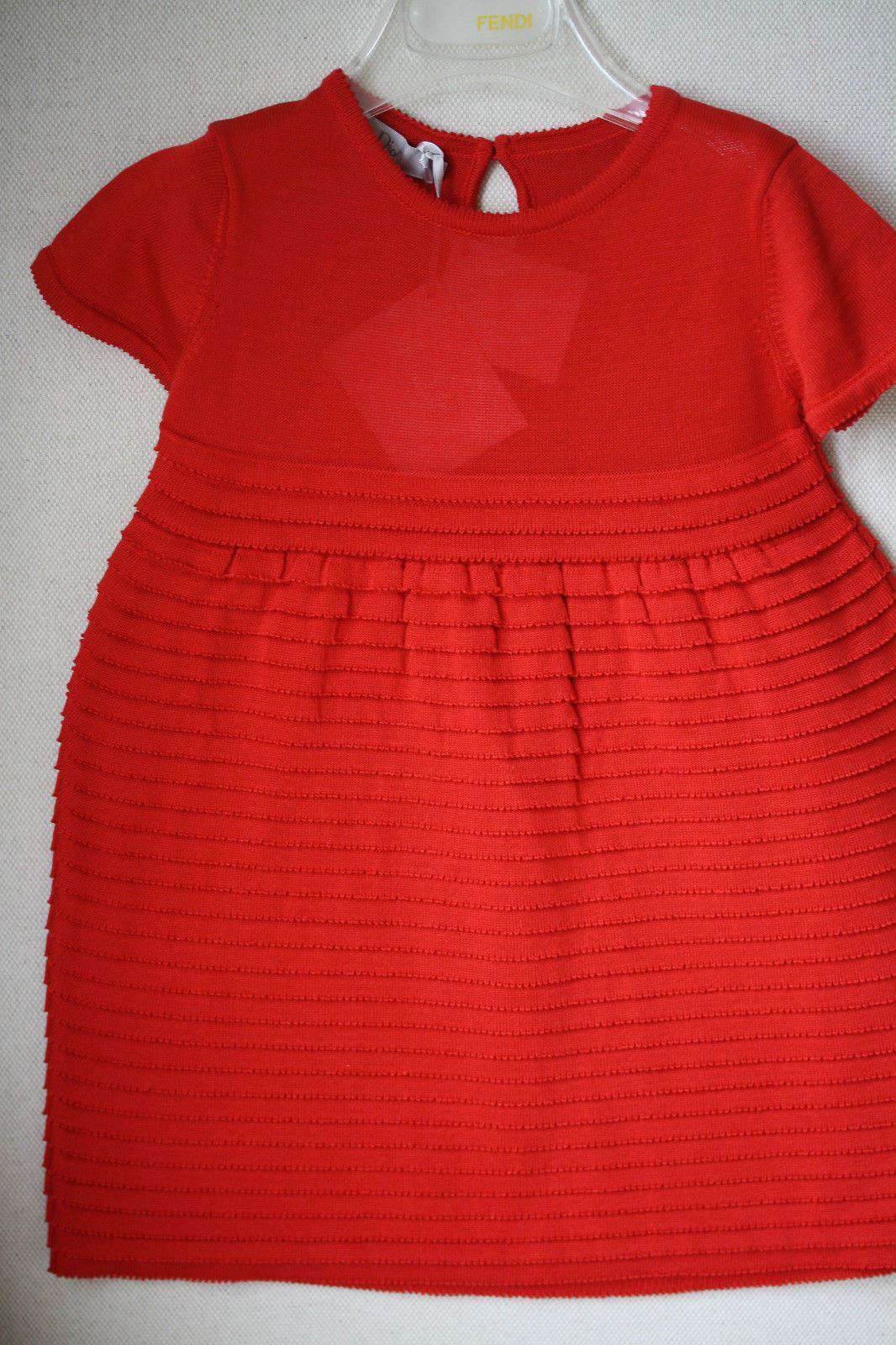 BABY DIOR RED KNITTED DRESS AND CARDIGAN 2 YEARS