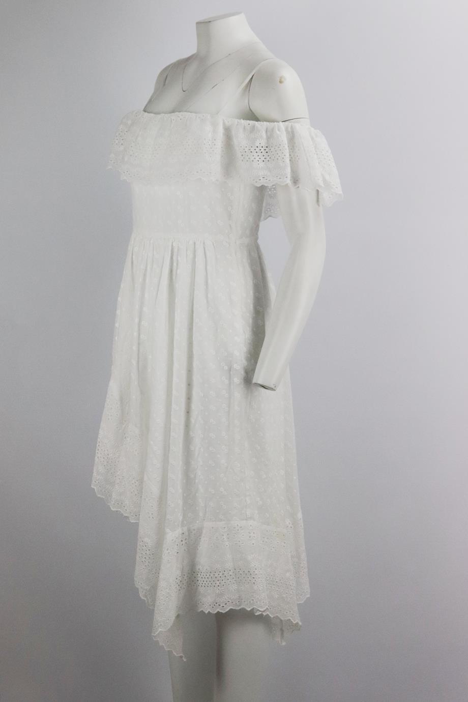 ISABEL MARANT ÉTOILE ASYMMETRIC BRODERIE ANGLAISE COTTON DRESS FR 38 UK 10
