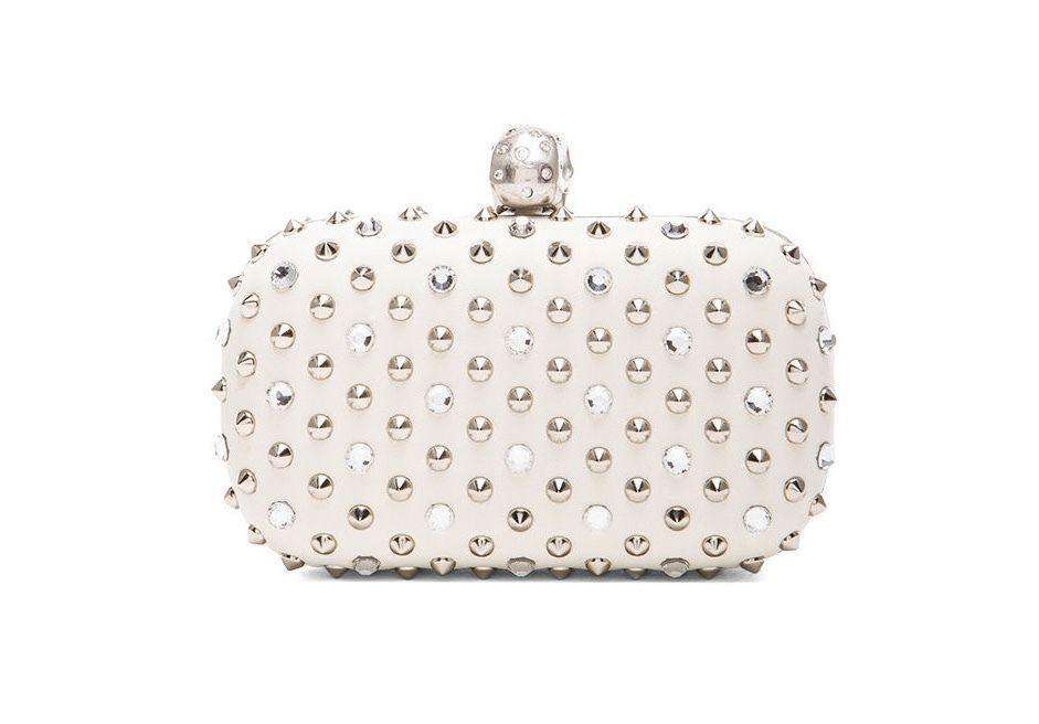 ALEXANDER MCQUEEN STUDDED CRYSTAL SKULL BOX CLUTCH