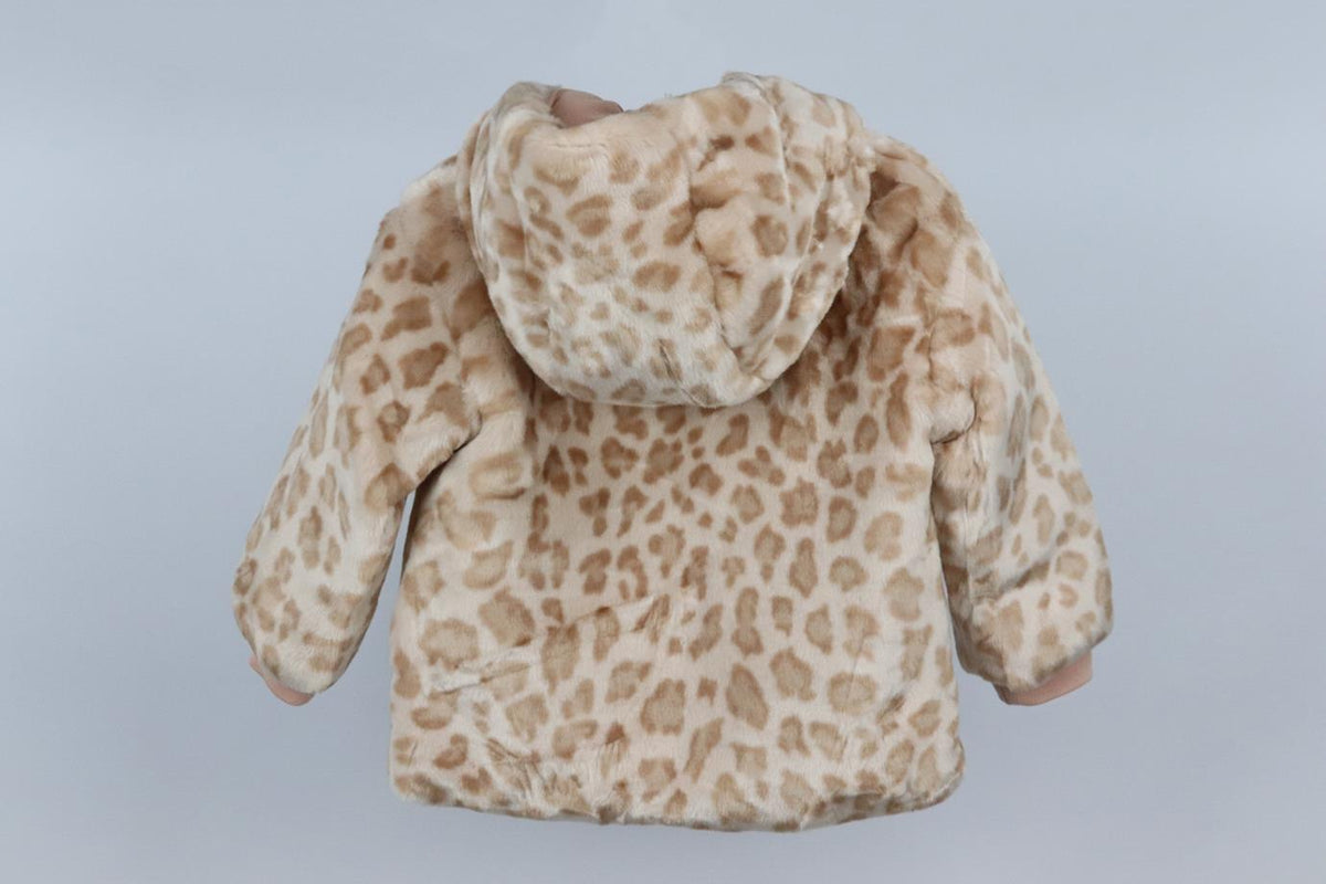 MONCLER BABY GIRLS LEOPARD PRINT FAUX FUR JACKET 18-24 MONTHS