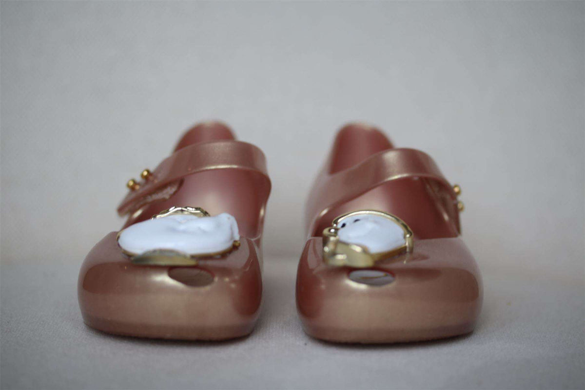 MINI MELISSA GIRLS BEAUTY & THE BEAST ROSE GOLD JELLY SHOES EU 24 UK 7