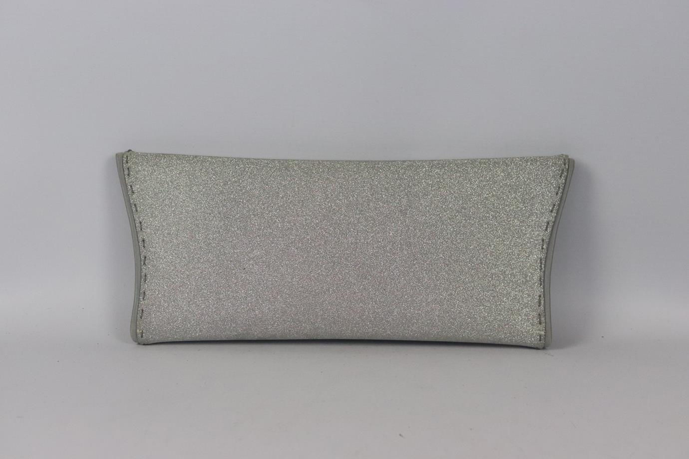 VBH SATIN TRIMMED GLITTERED FAUX LEATHER CLUTCH