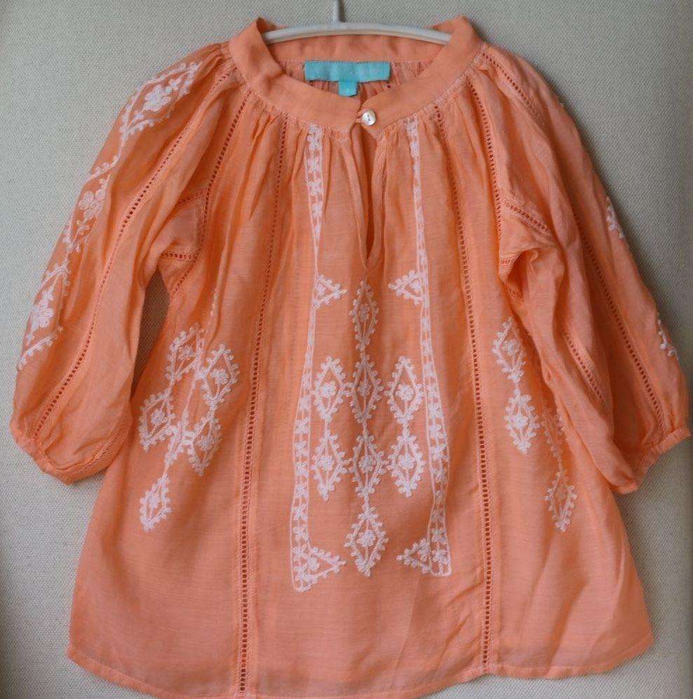 MELISSA ODABASH KIDS BABY ALIYA ORANGE WHITE TOP 4 YEARS
