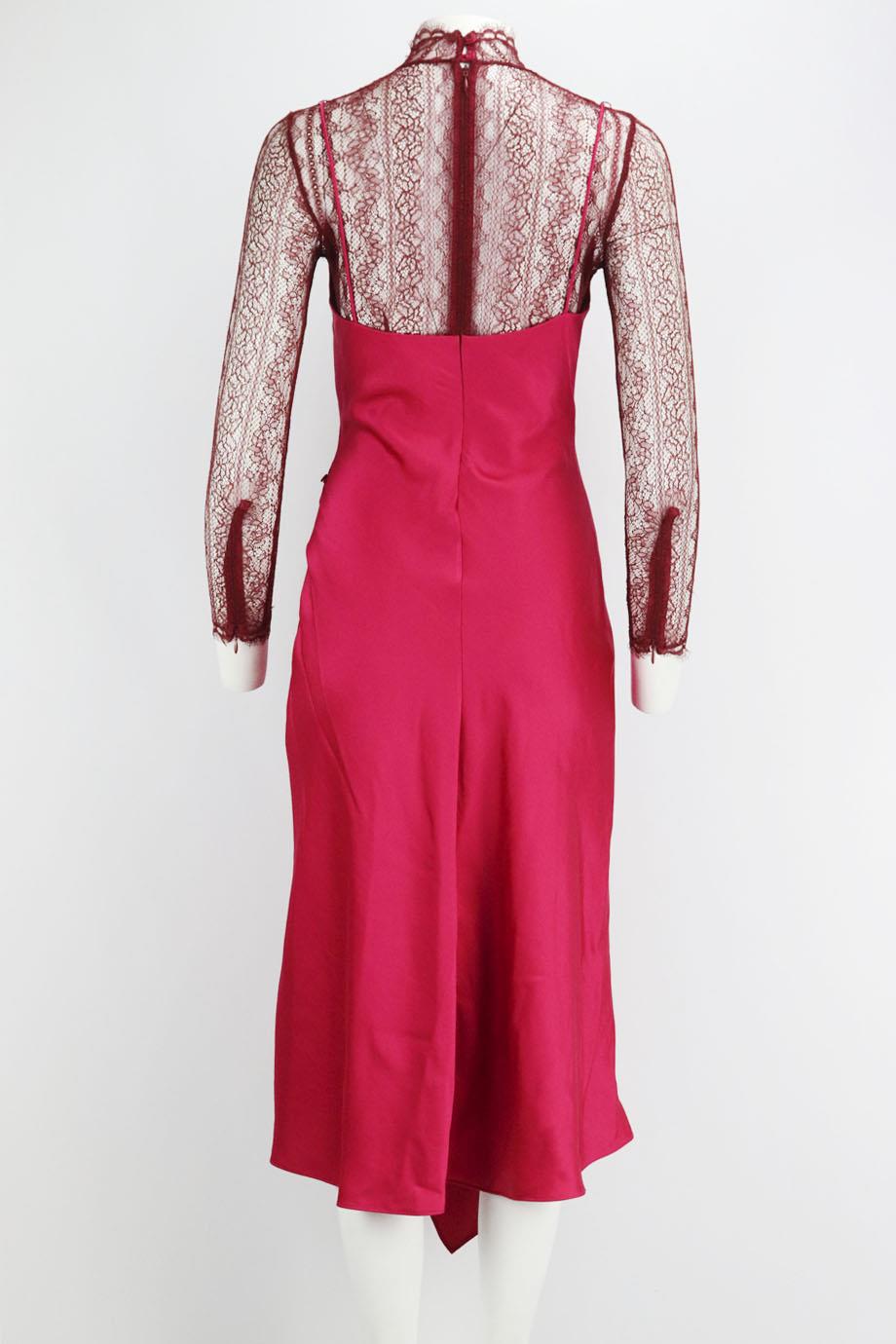 JONATHAN SIMKHAI ASYMMETRIC LACE TRIMMED SATIN MIDI DRESS US 2 UK 6 | nikkibradford JONATHAN SIMKHAI ASYMMETRIC LACE TRIMMED SATIN MIDI DRESS US 2 UK 6 | nikkibradford