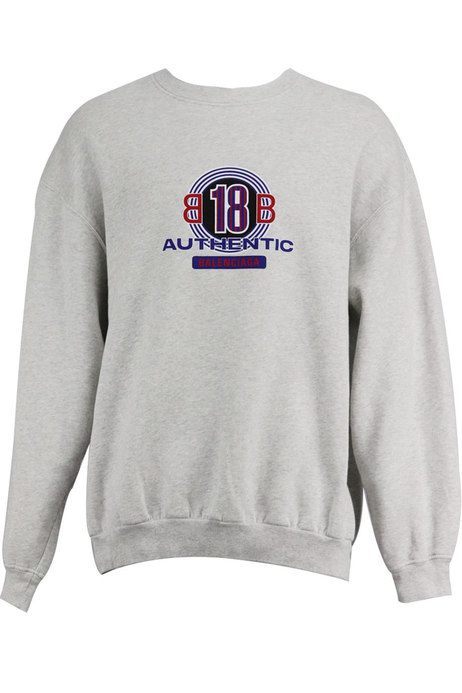 BALENCIAGA MEN'S PRINTED COTTON JERSEY SWEATSHIRT XLARGE