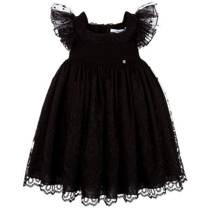 GIVENCHY GIRLS BLACK SILK & LACE DRESS 4 YEARS