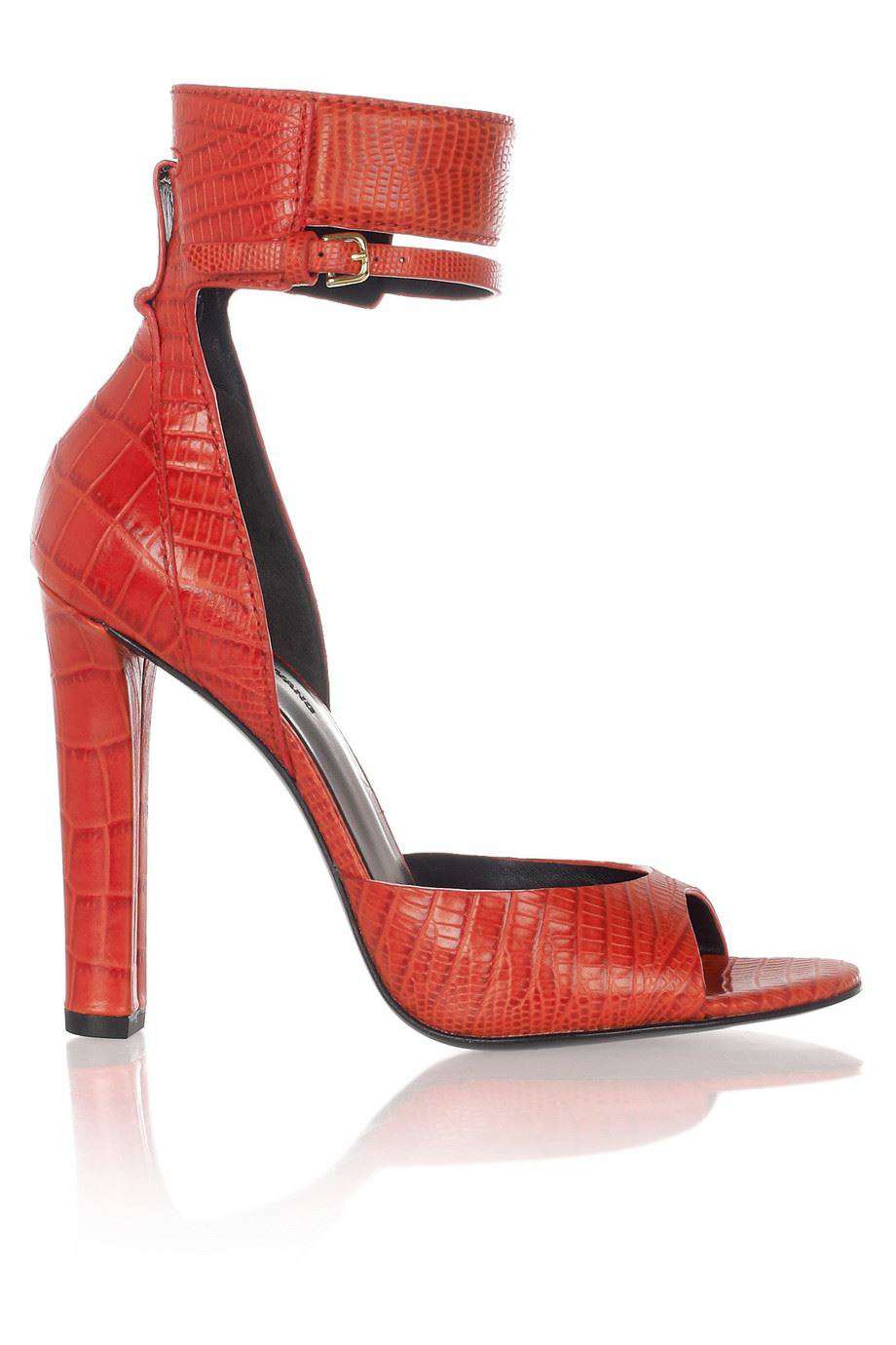 ALEXANDER WANG AMINATA CROC AND LIZARD EFFECT LEATHER SANDALS EU 38 UK 5 US 8