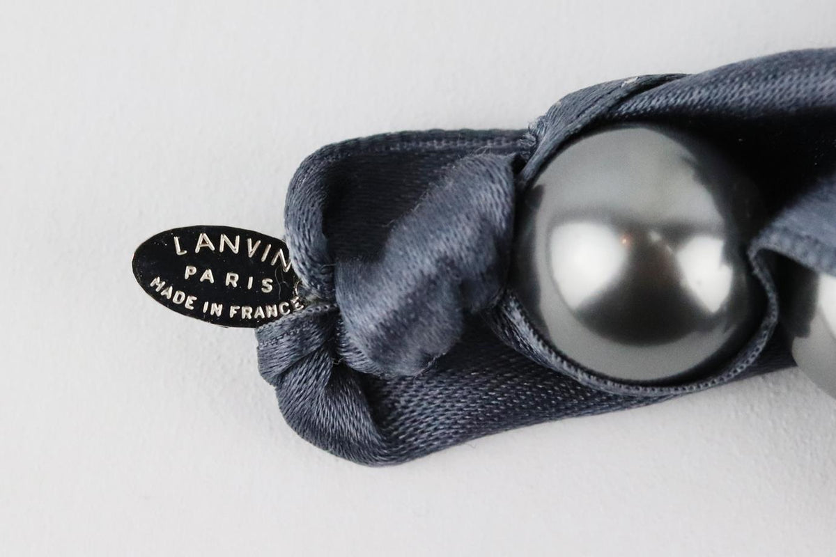 LANVIN FAUX PEARL AND RIBBON NECKLACE