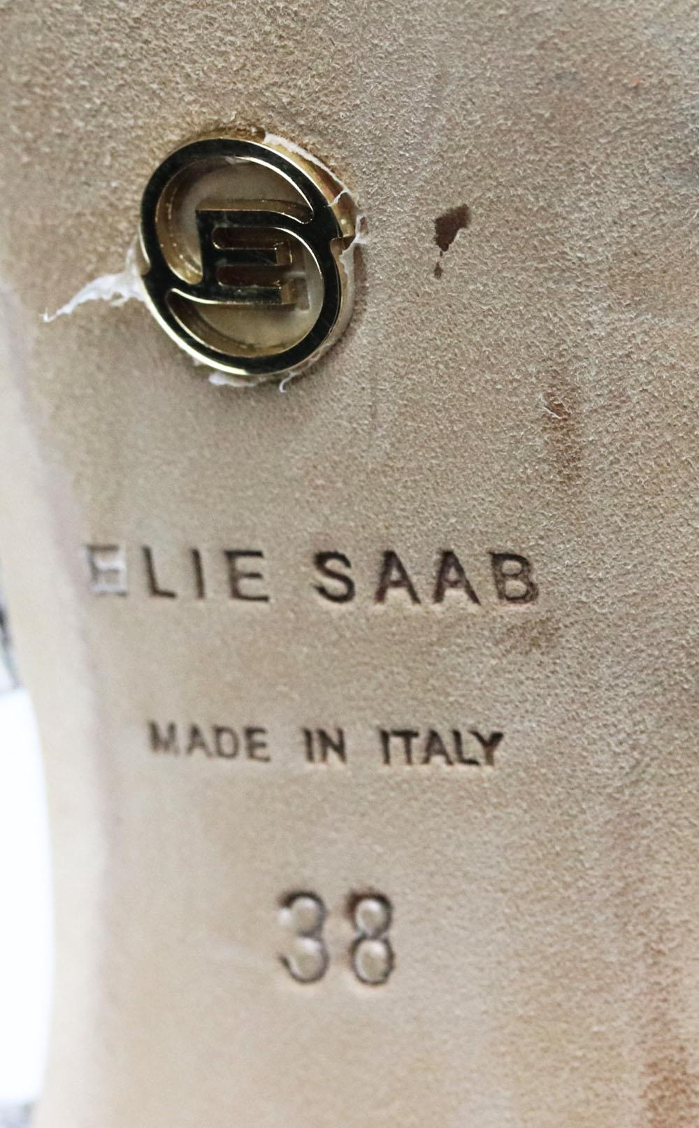 ELIE SAAB STUDDED SNAKE EFFECT LEATHER SANDALS EU 38 UK 5 US 8