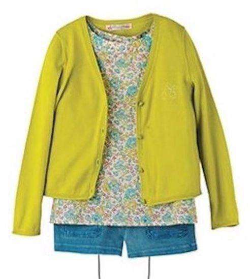 BONPOINT BABY YELLOW CHERRIES COTTON CARDIGAN 3 YEARS