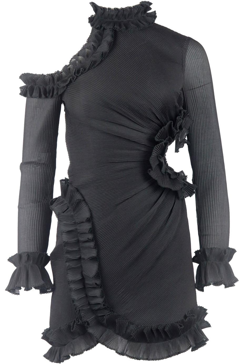 ZIMMERMANN CUTOUT RUFFLED PLISSE ORGANZA MINI DRESS UK 8