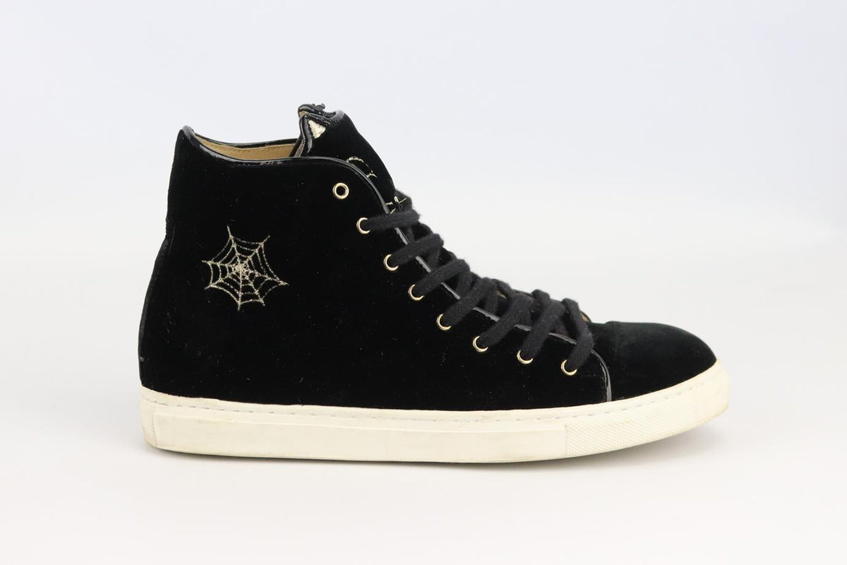 CHARLOTTE OLYMPIA EMBROIDERED VELVET SNEAKERS EU 37 UK 4 US 7