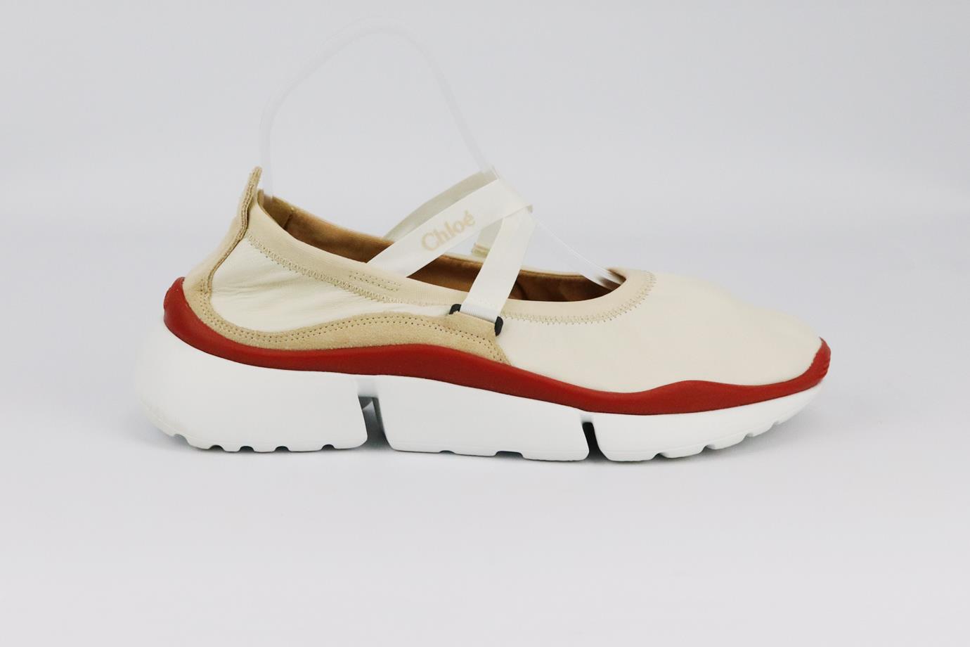 CHLOÉ SONNIE CUTOUT LEATHER SNEAKERS EU 38 UK 5 US 8
