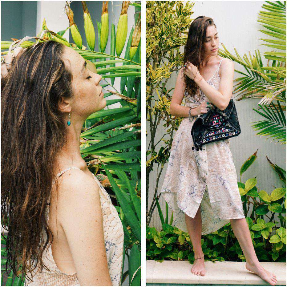 MELISSA ODABASH AVA SNAKE-PRINT SILK DRESS