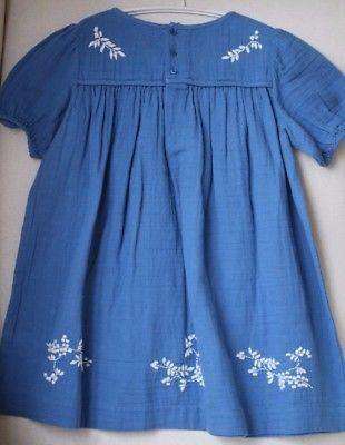BONPOINT BABY GIRLS BLUE ELSA EMBROIDERED DRESS 4 YEARS