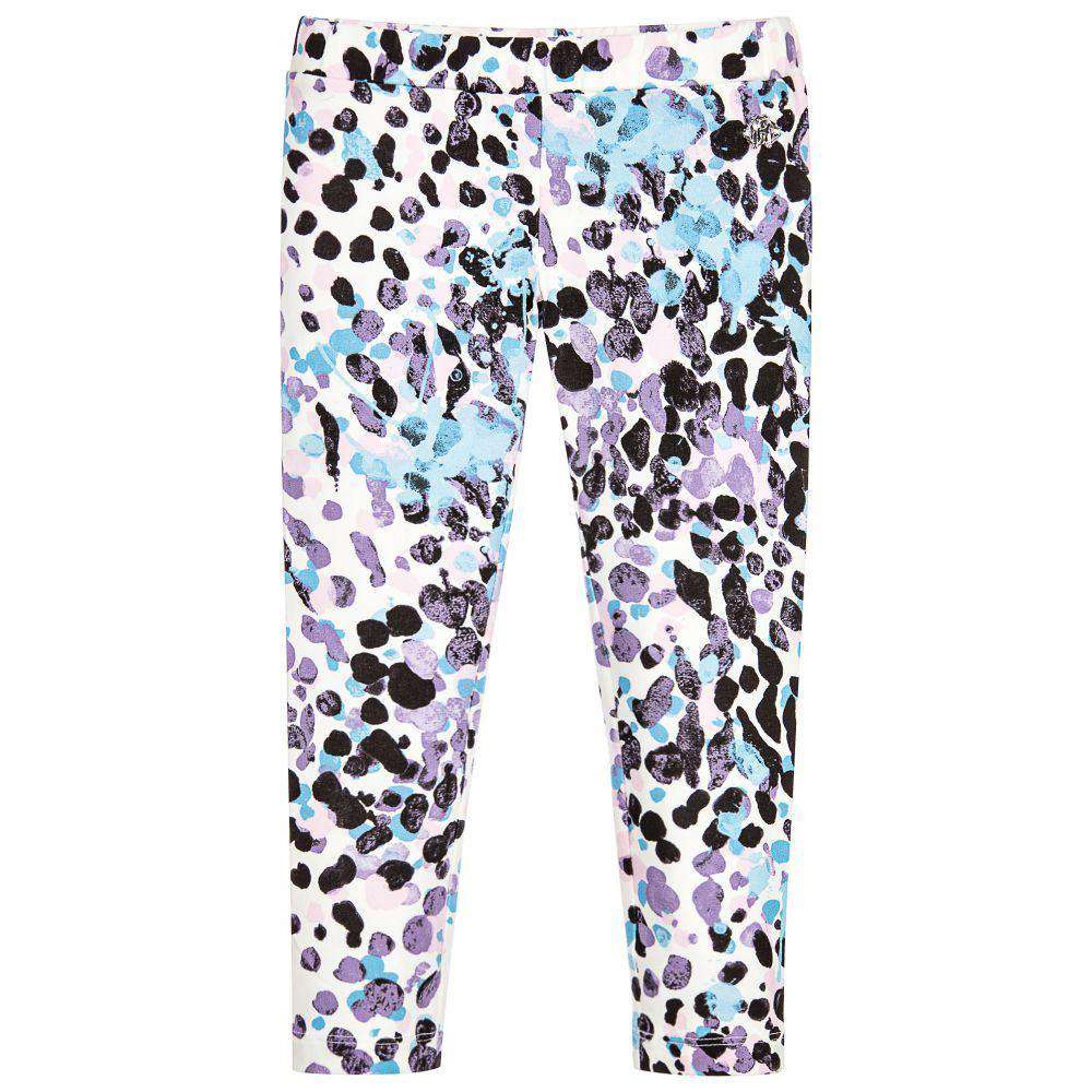 ROBERTO CAVALLI GIRLS BLUE CHEETAH PRINT LEGGINGS 4 YEARS
