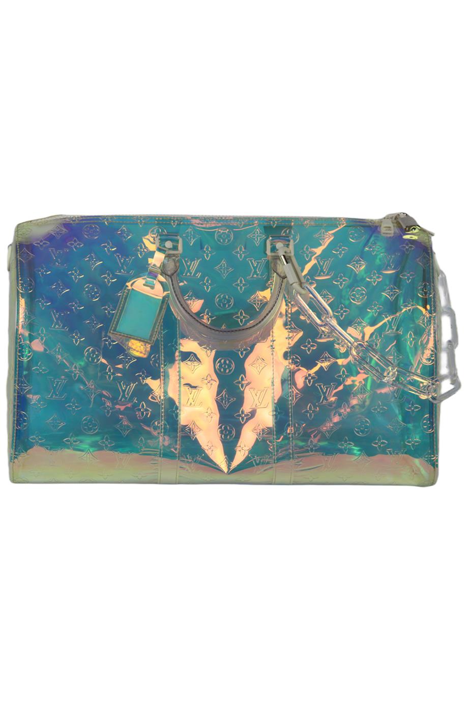 Louis Vuitton Keepall Bandouliere Bag Limited Edition Monogram Prism PVC 50  Clear 448221