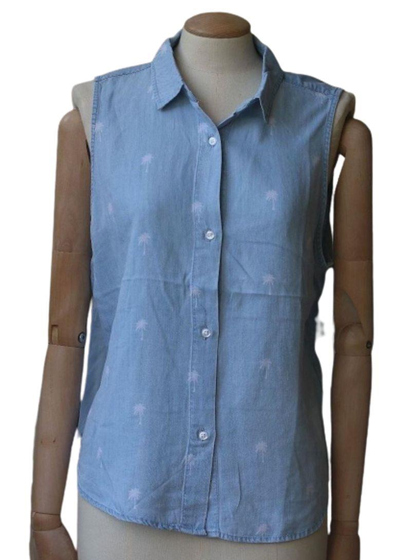 RAILS SLEEVELESS PALM TREE PRINT SHIRT MEDIUM