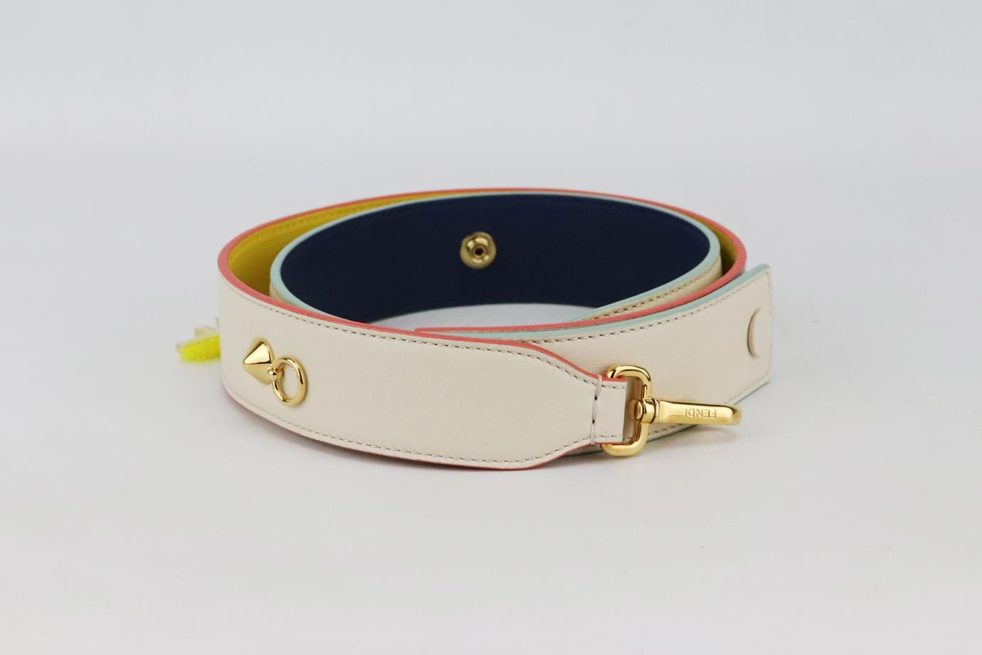 FENDI TWO TONE LEATHER BAG STRAP WITH CHARM