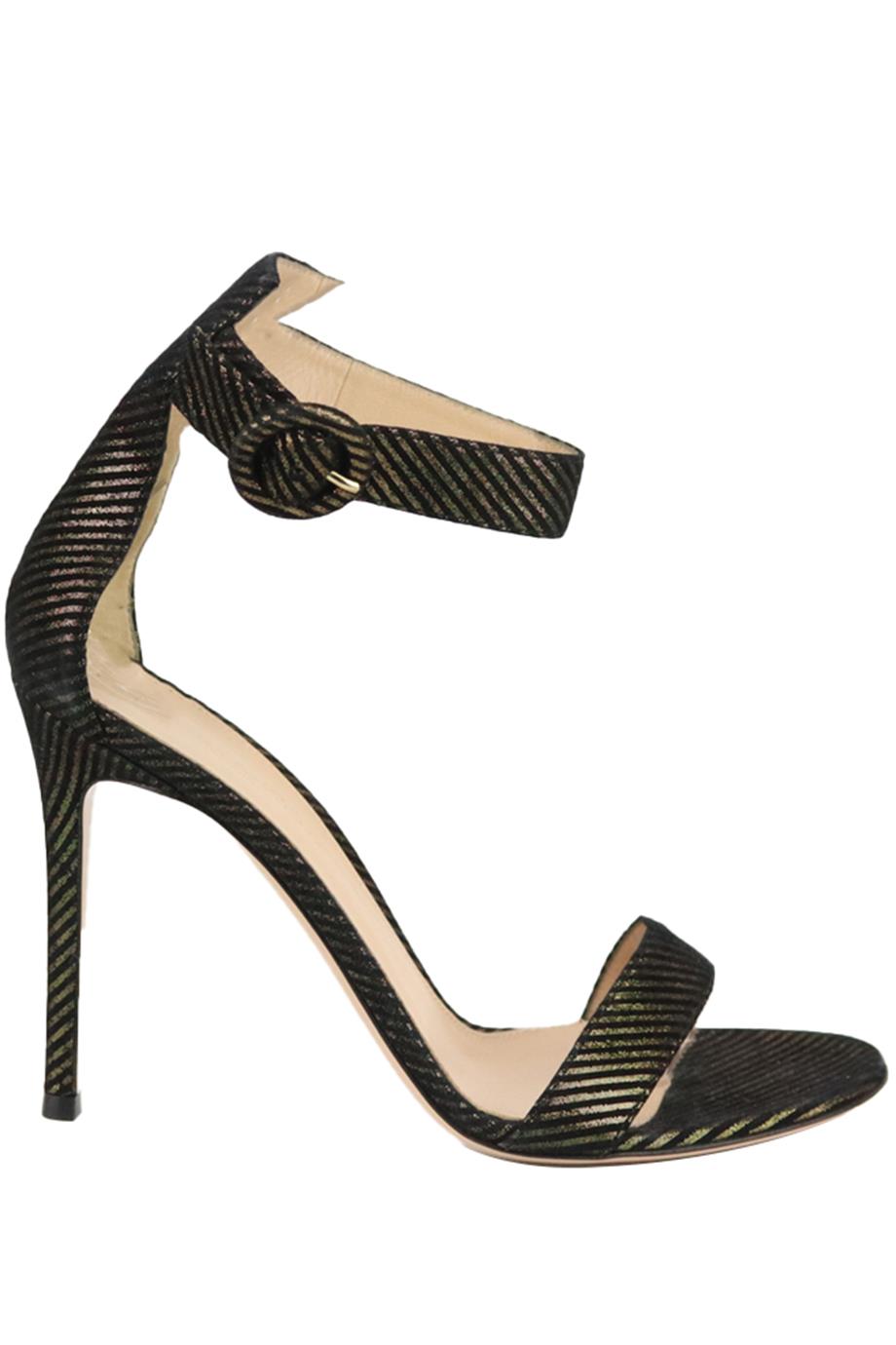 GIANVITO ROSSI POROFINO METALLIC SUEDE SANDALS EU 38 UK 5 US 8