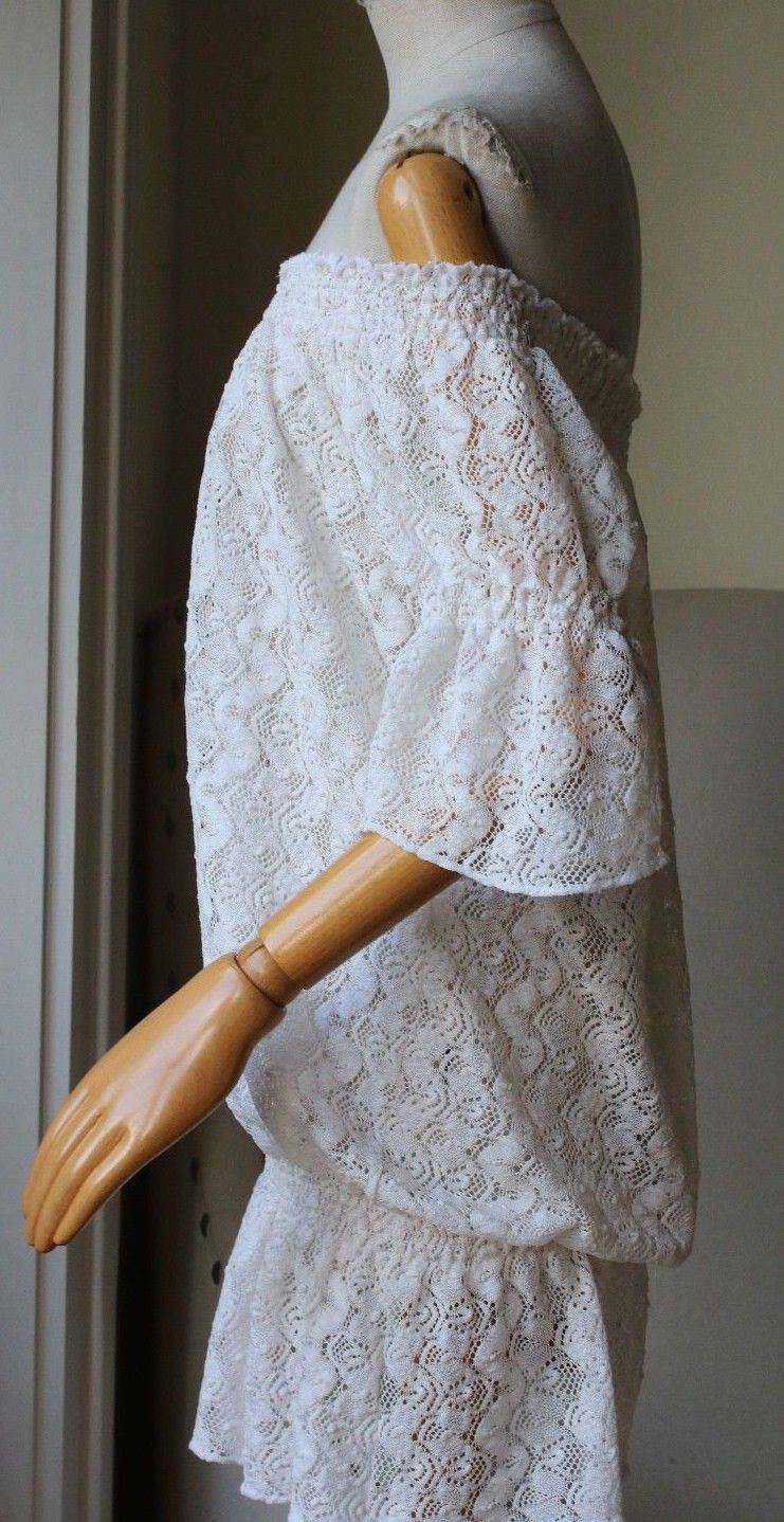 MELISSA ODABASH NICOLA CROCHET OFF-THE-SHOULDER DRESS ONE SIZE