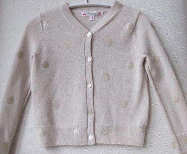 BONPOINT BABY BEIGE METALLIC SPOTTED CARDIGAN 3 YEARS