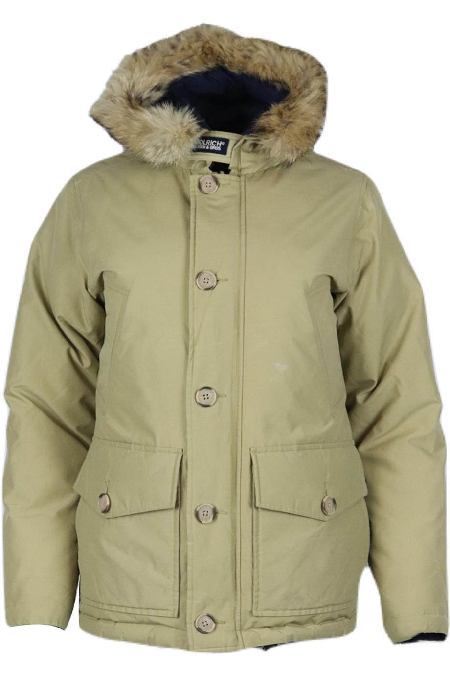 WOOLRICH HOODED REVERSIBLE FUR TRIMMED QUILTED SHELL DOWN JACKET SMALL