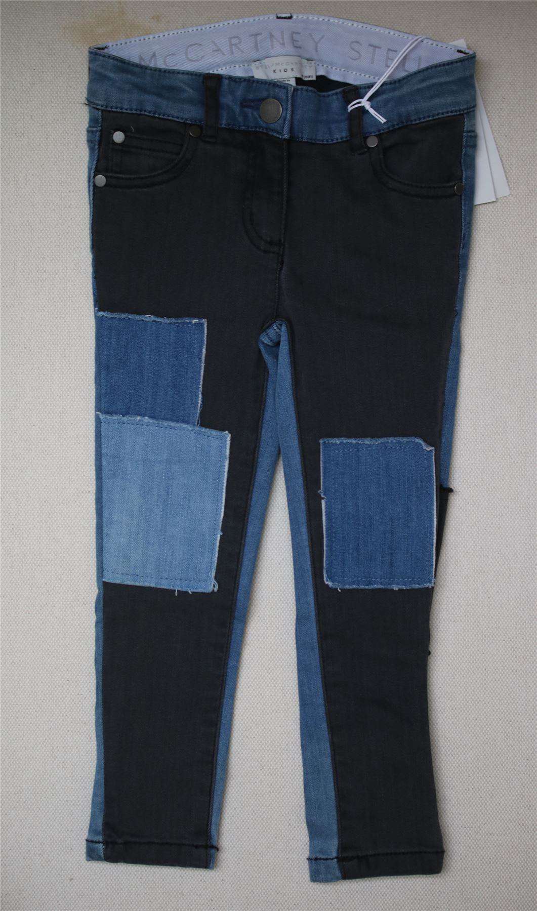STELLA MCCARTNEY KIDS GIRLS BLUE & BLACK PATCH JEANS 4 YEARS