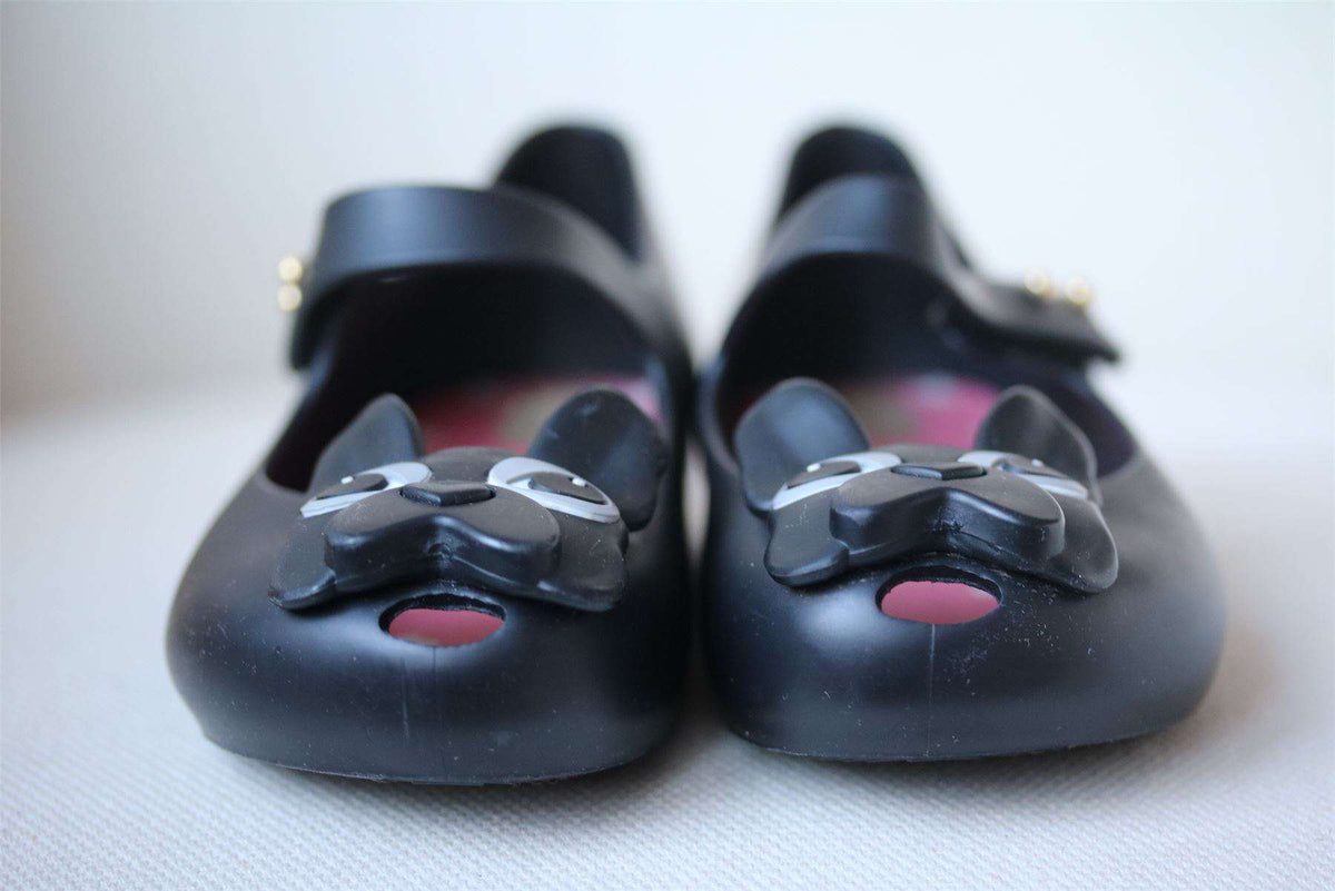 MINI MELISSA BLACK PUG JELLY SHOES EU 27 UK 9