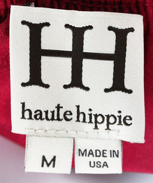 HAUTE HIPPIE WRAP EFFECT SILK MAXI DRESS MEDIUM