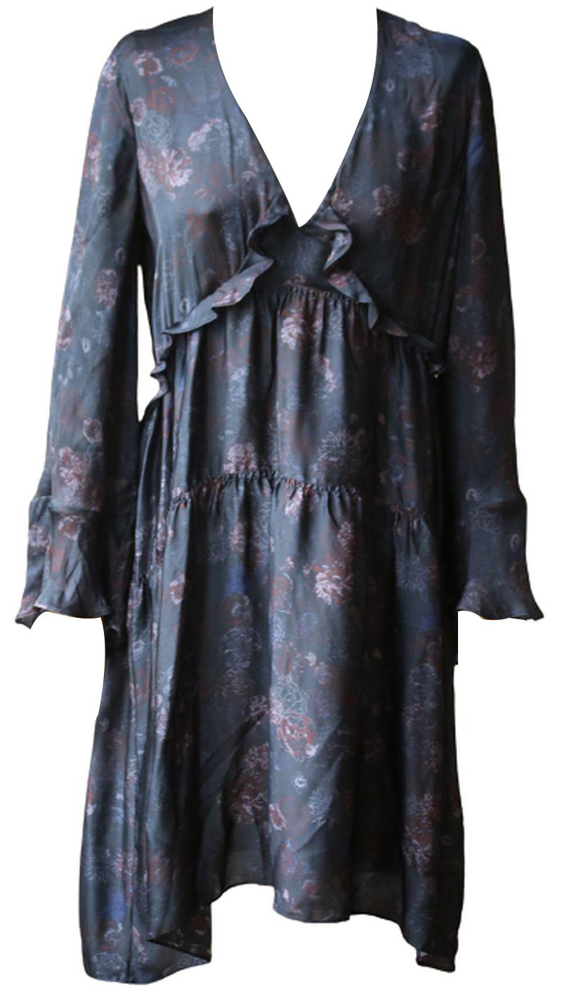 IRO CICLONE PRINTED SILK-SATIN DRESS FR 40 UK 12