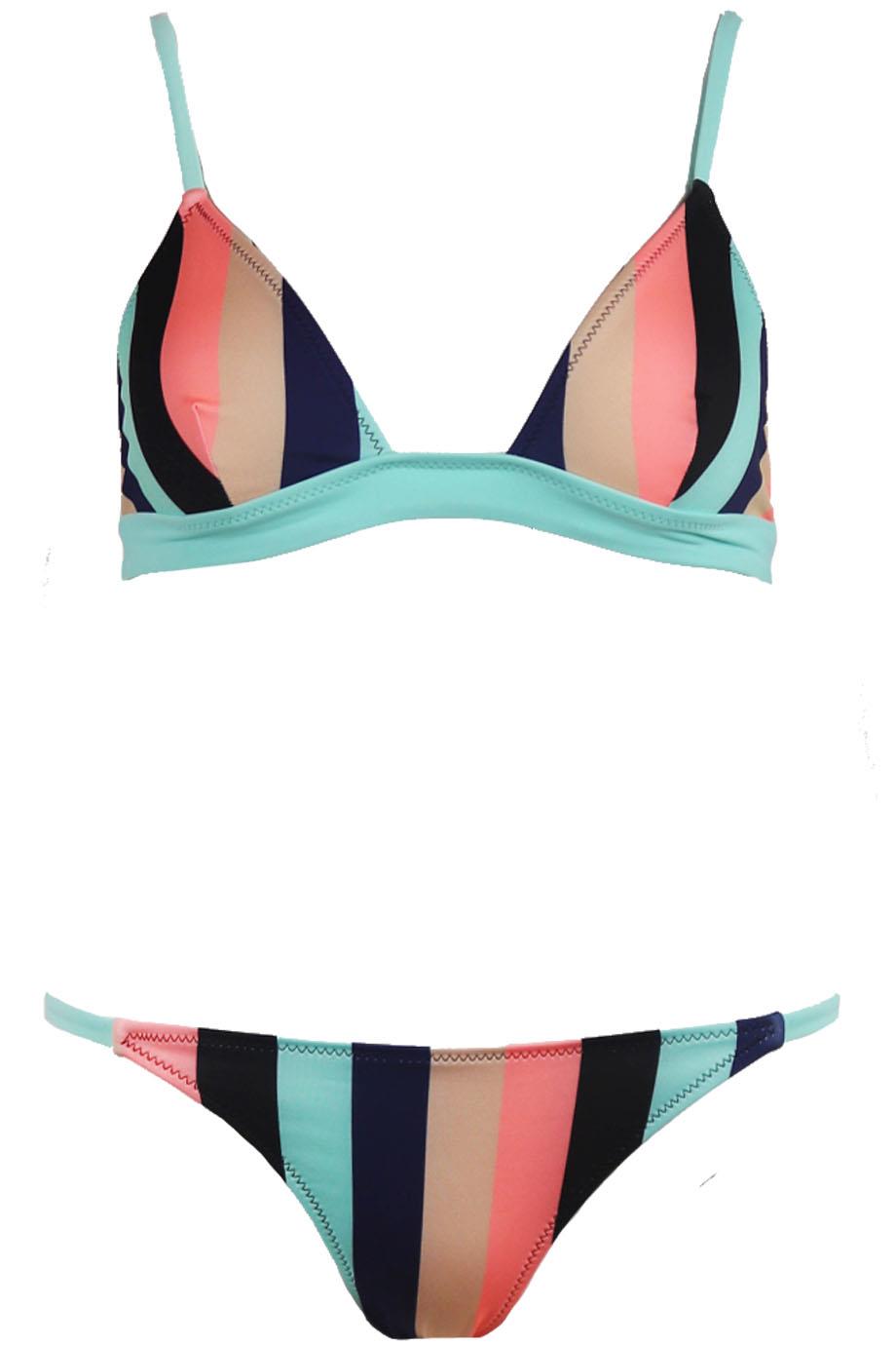SOLID AND STRIPED MORGAN STRIPED TRIANGLE BIKINI SMALL