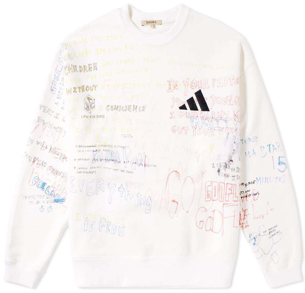 YEEZY SEASON 5 SCRIBBLE CREWNECK SWEATER SMALL