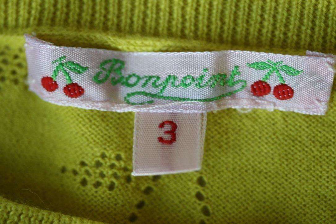 BONPOINT BABY YELLOW CHERRIES COTTON CARDIGAN 3 YEARS