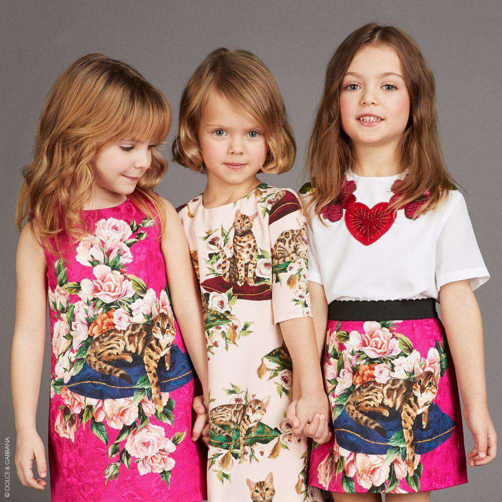 DOLCE & GABBANA GIRLS PINK BROCADE DRESS 4 YEARS