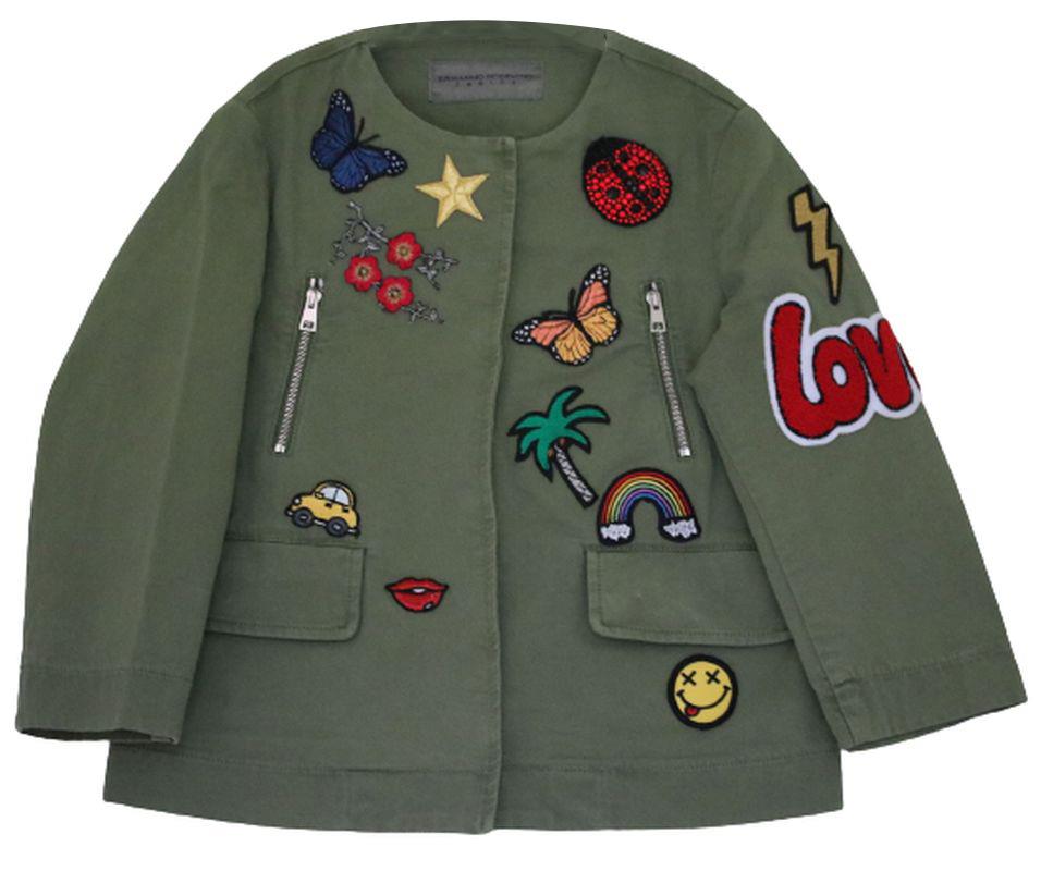 ERMANNO SCERVINO GIRLS GREEN PATCH MILITARY JACKET 4 YEARS