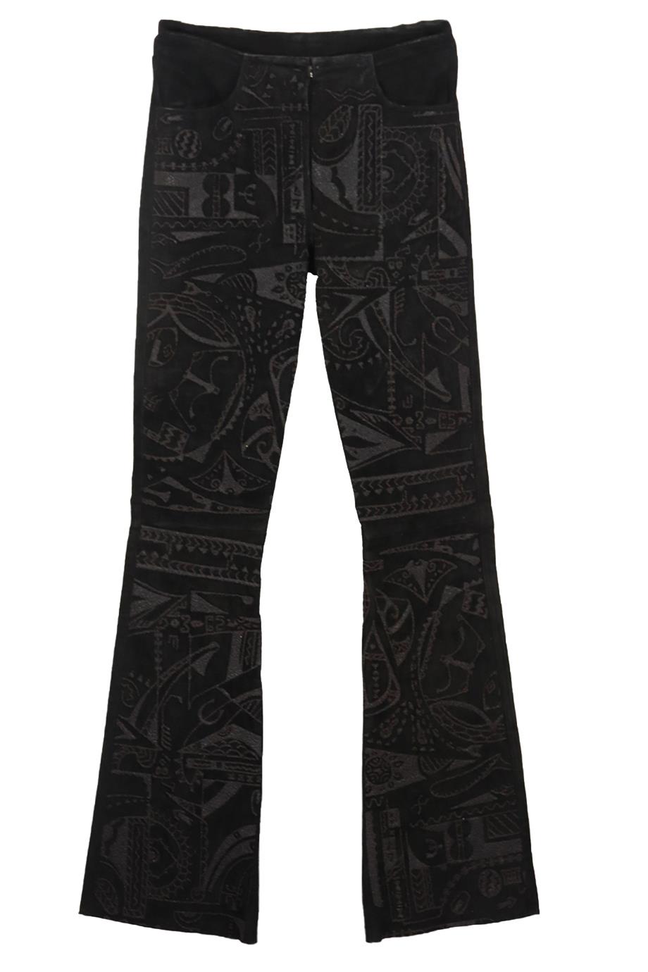JITROIS EMBELLISHED SUEDE FLARED PANTS FR 34 UK 6