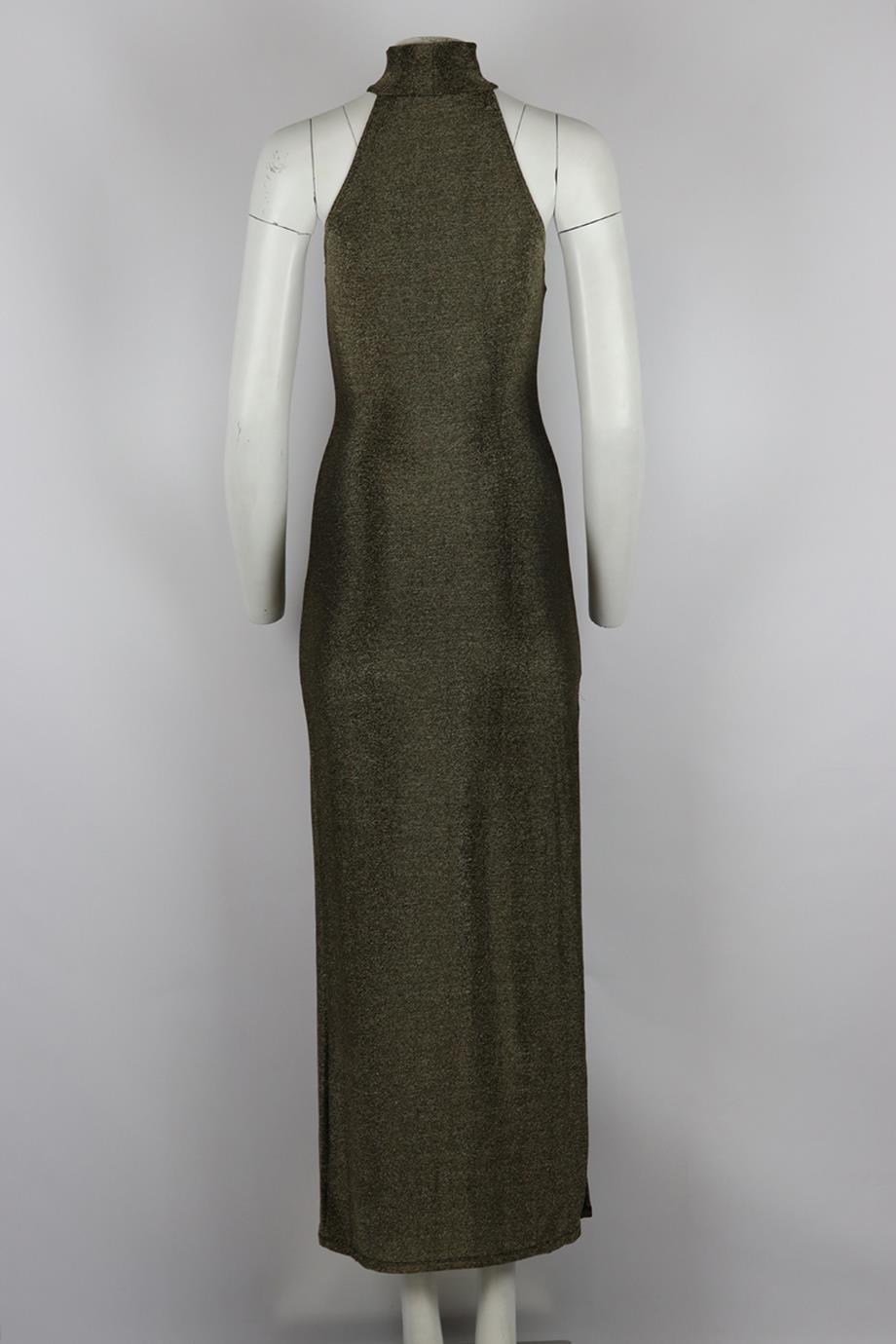 REFORMATION STRETCH LAMÉ TURTLENECK MIDI DRESS SMALL