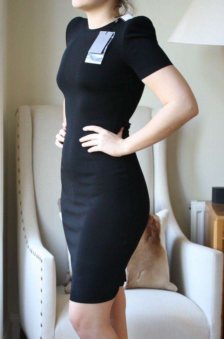 ALEXANDER MCQUEEN BLACK FITTED DRESS SMALL