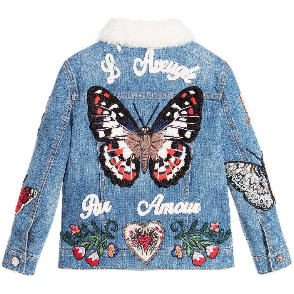 GUCCI BABY PINK GIRLS DENIM JACKET 4 YEARS