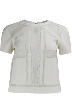 ERMANNO SCERVINO CROPPED LACE TRIMMED NEOPRENE TOP IT 40 UK 8